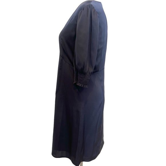 Quince Navy Blue V-Neck Puff Sleeve Mini Dress - Picture 4 of 7